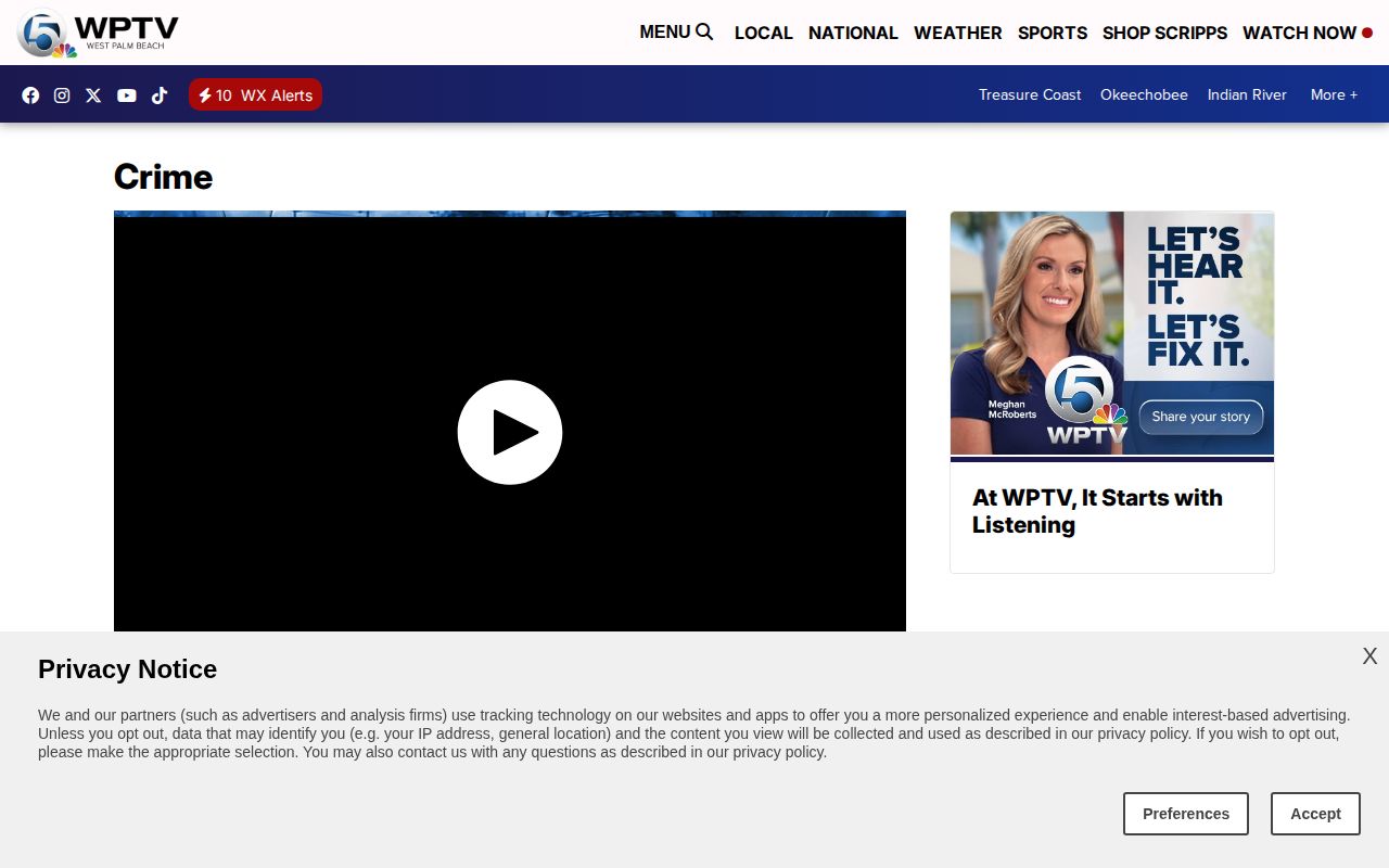 WPTV Palm Beach County rolling crime news coverage