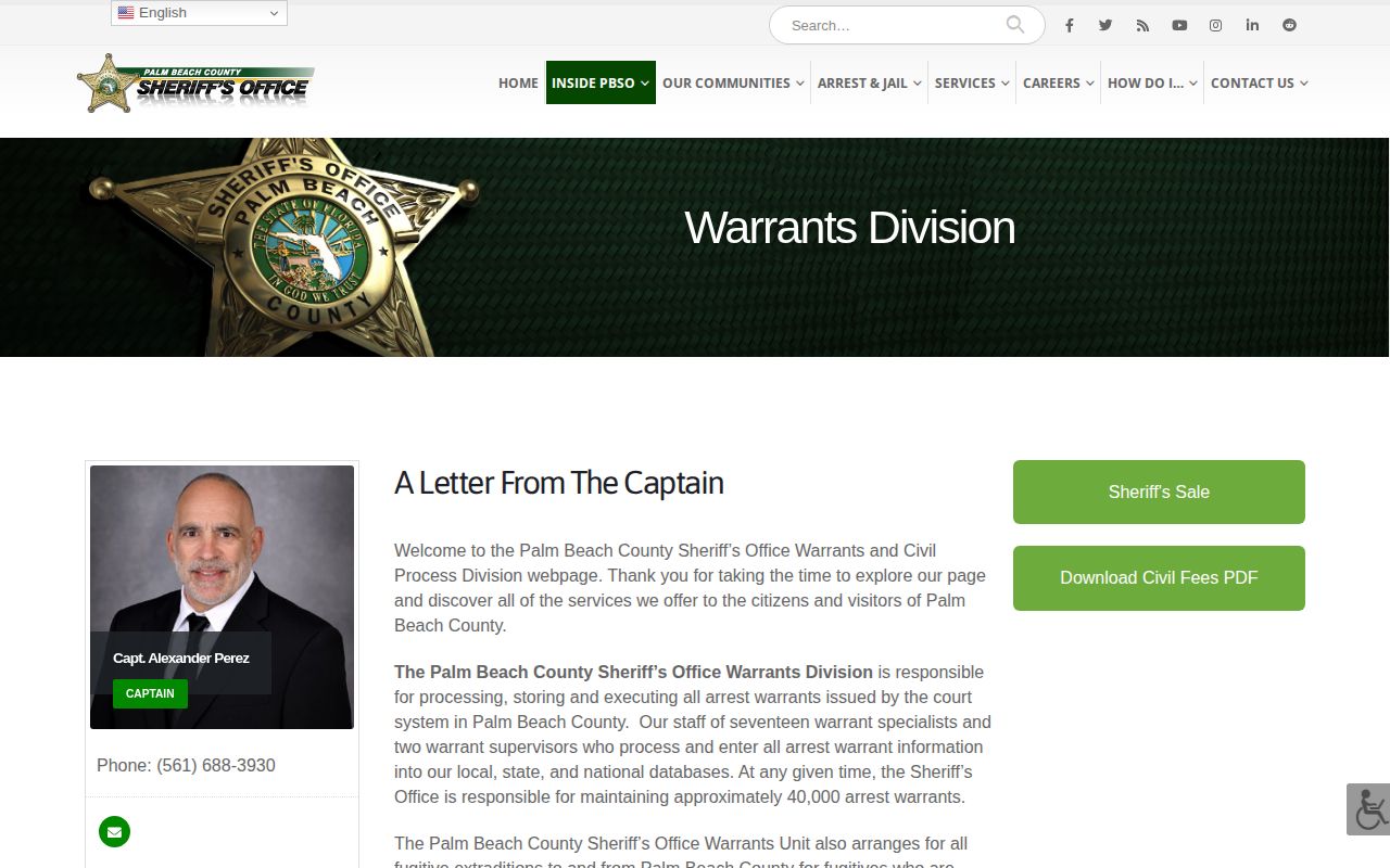Palm Beach County PBSO Fugitive Warrants Unit information