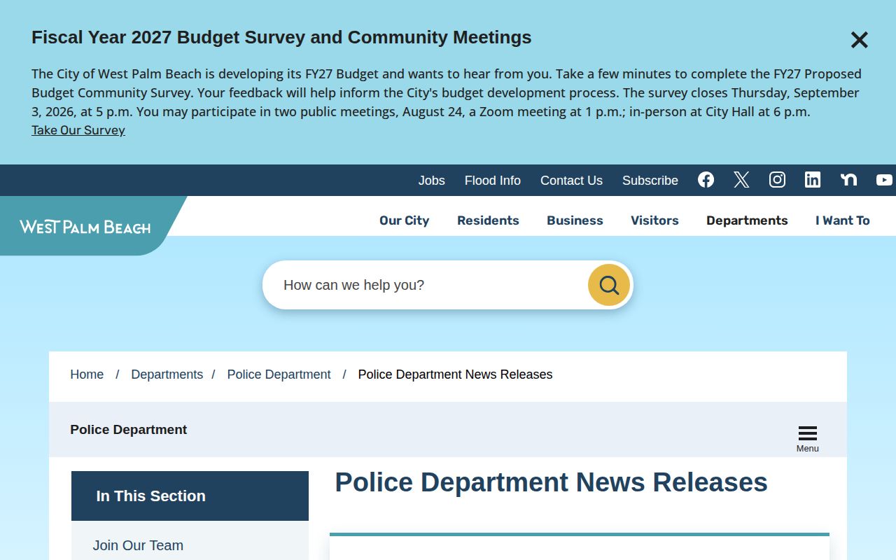 West Palm Beach Police selected arrest and public safety releases